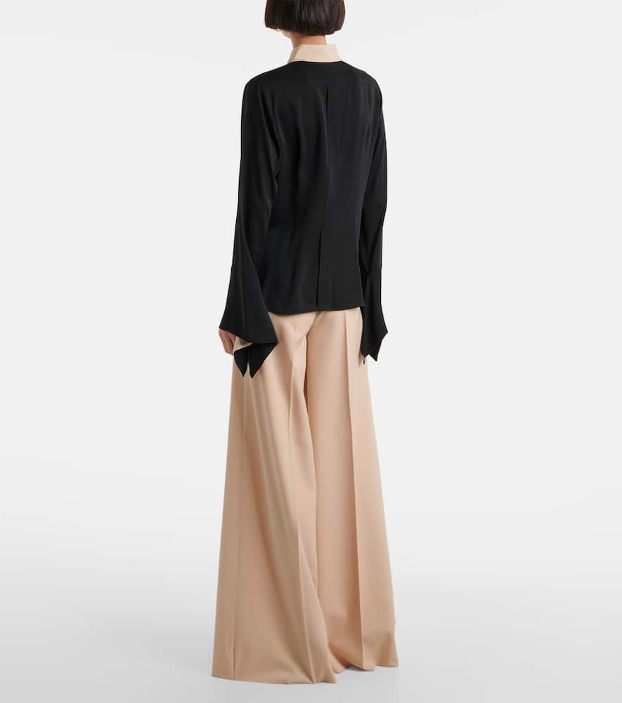 Max Mara Pio high-rise silk charmeuse wide-leg pants
