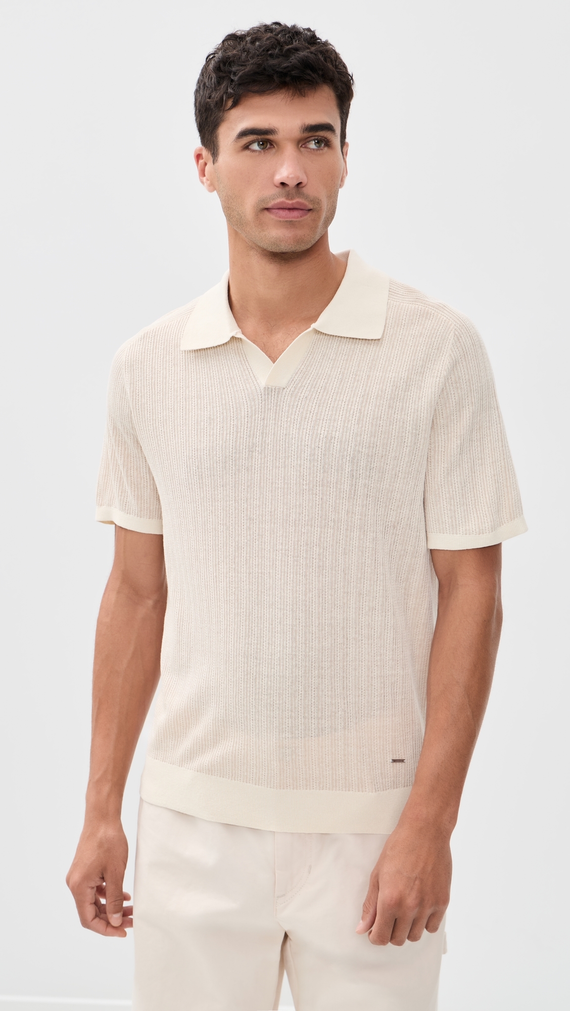 Radcliffe Knit Polo Off White Multi