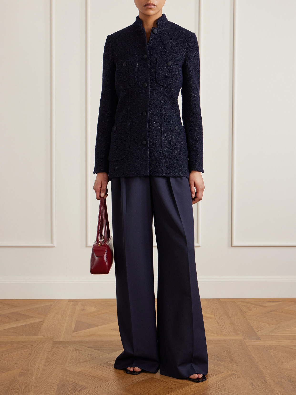 Raja Metallic Wool-blend Bouclé-tweed Jacket - Blue