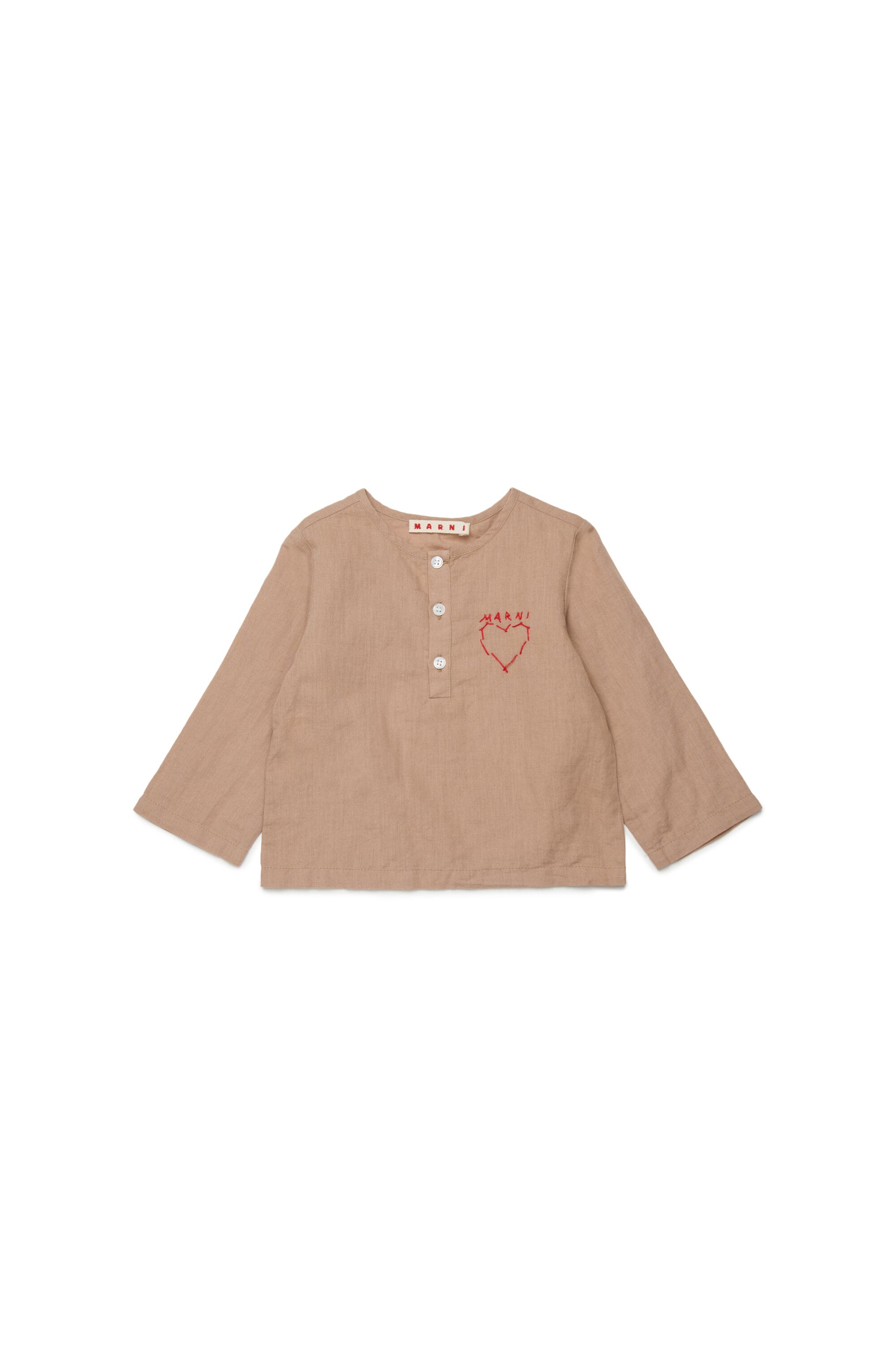 For Kids - Camicia a manica lunga con logo - Marrone