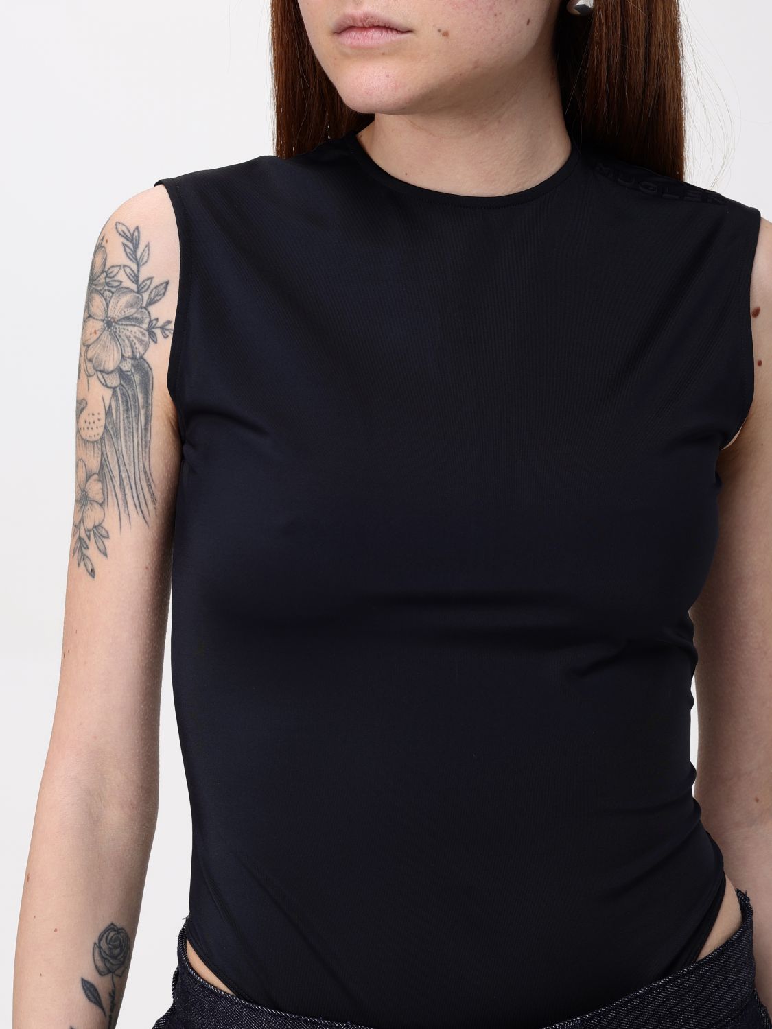 Logo-embossed sleeveless bodysuit - Green