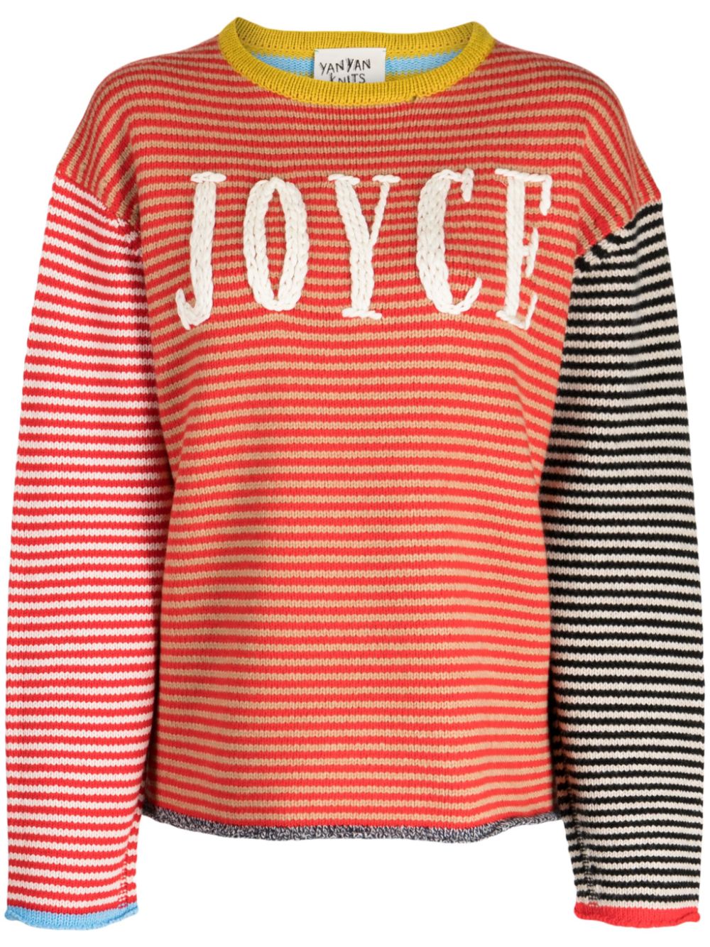 Stripe-pattern drop-shoulder jumper - Red