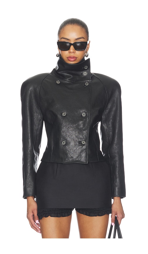 Magda Butrym Leather Jacket in Black. 38. Also