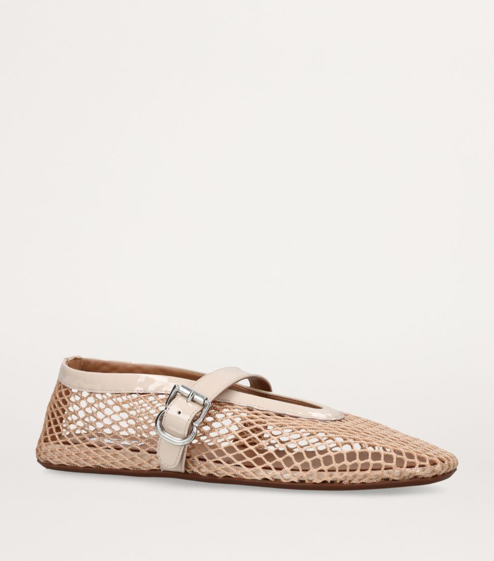 Leather Mesh Ballet Flats