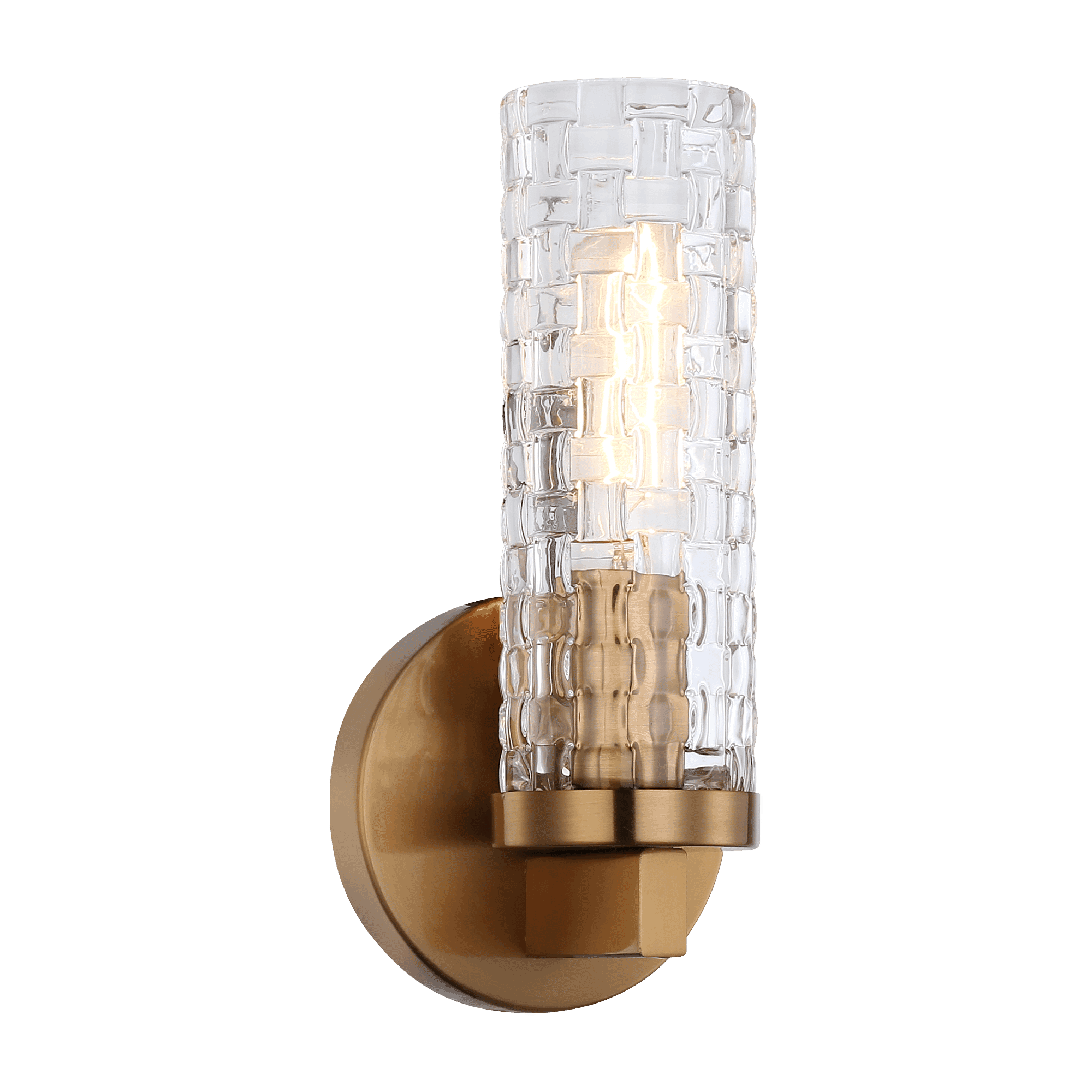 Aged Gold Brass One Light Wall Sconce from the Weaver Collection