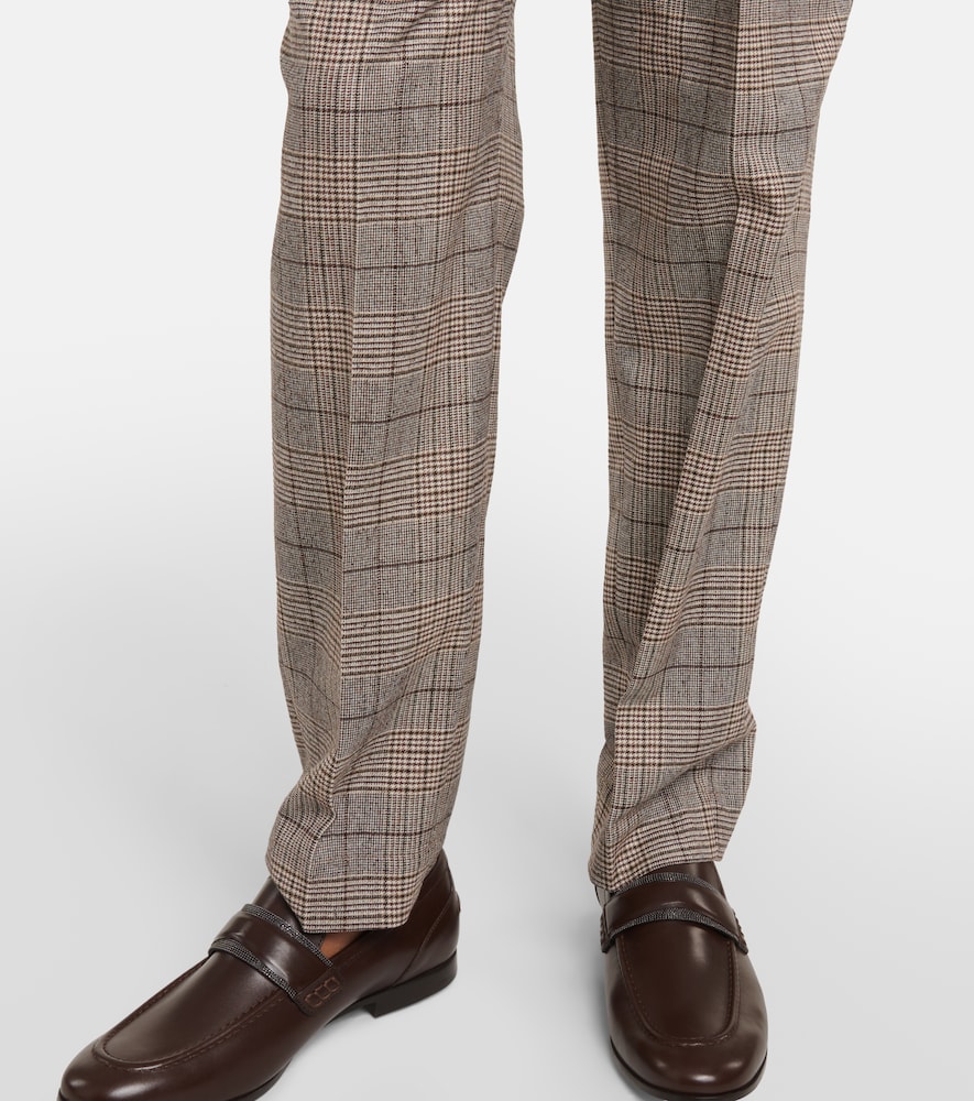 Checked wool and cotton-blend pants