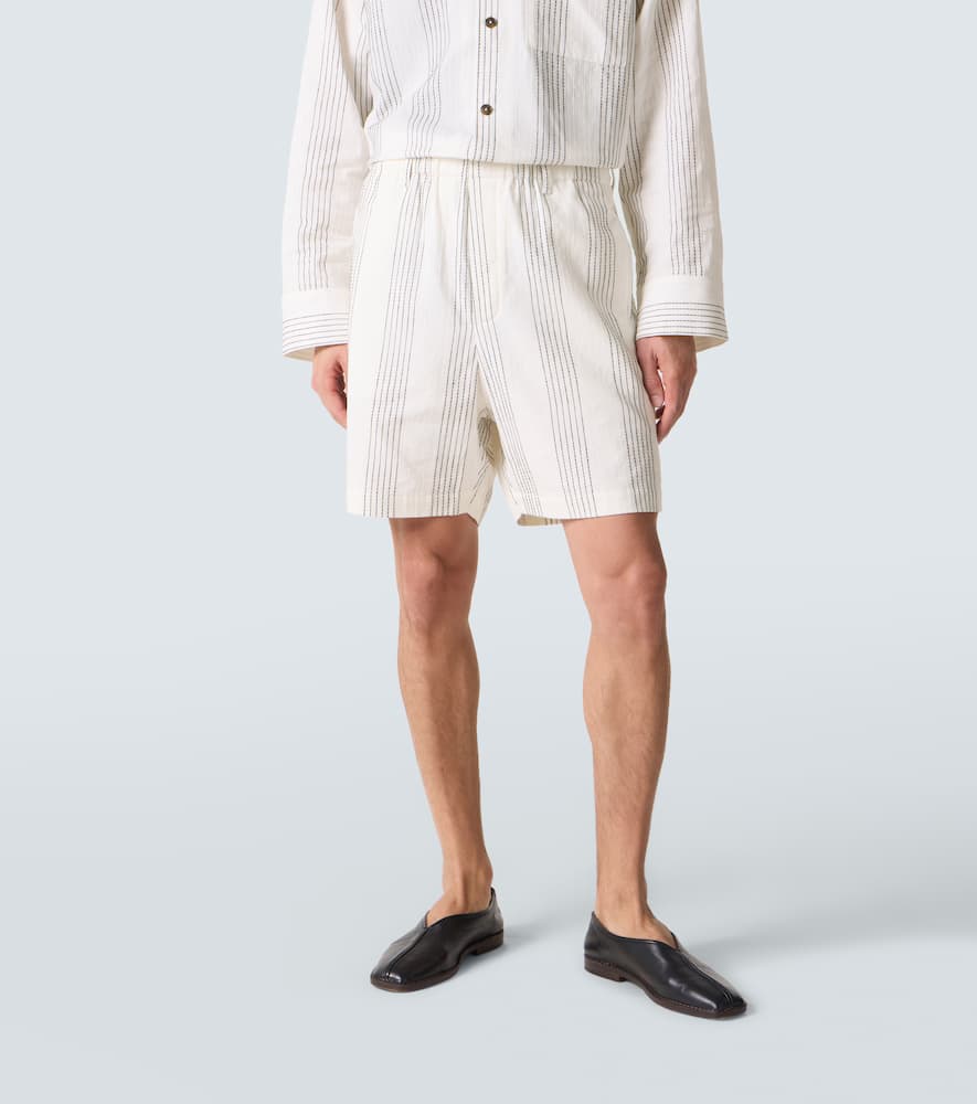 Kantha striped cotton Bermuda shorts