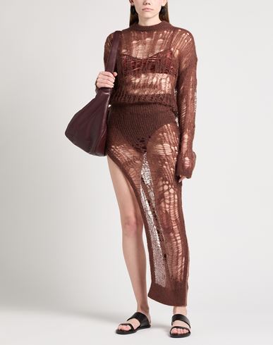 Rick Owens Woman Sweater Chocolate brown Size L Polyamide, Mohair wool, Wool