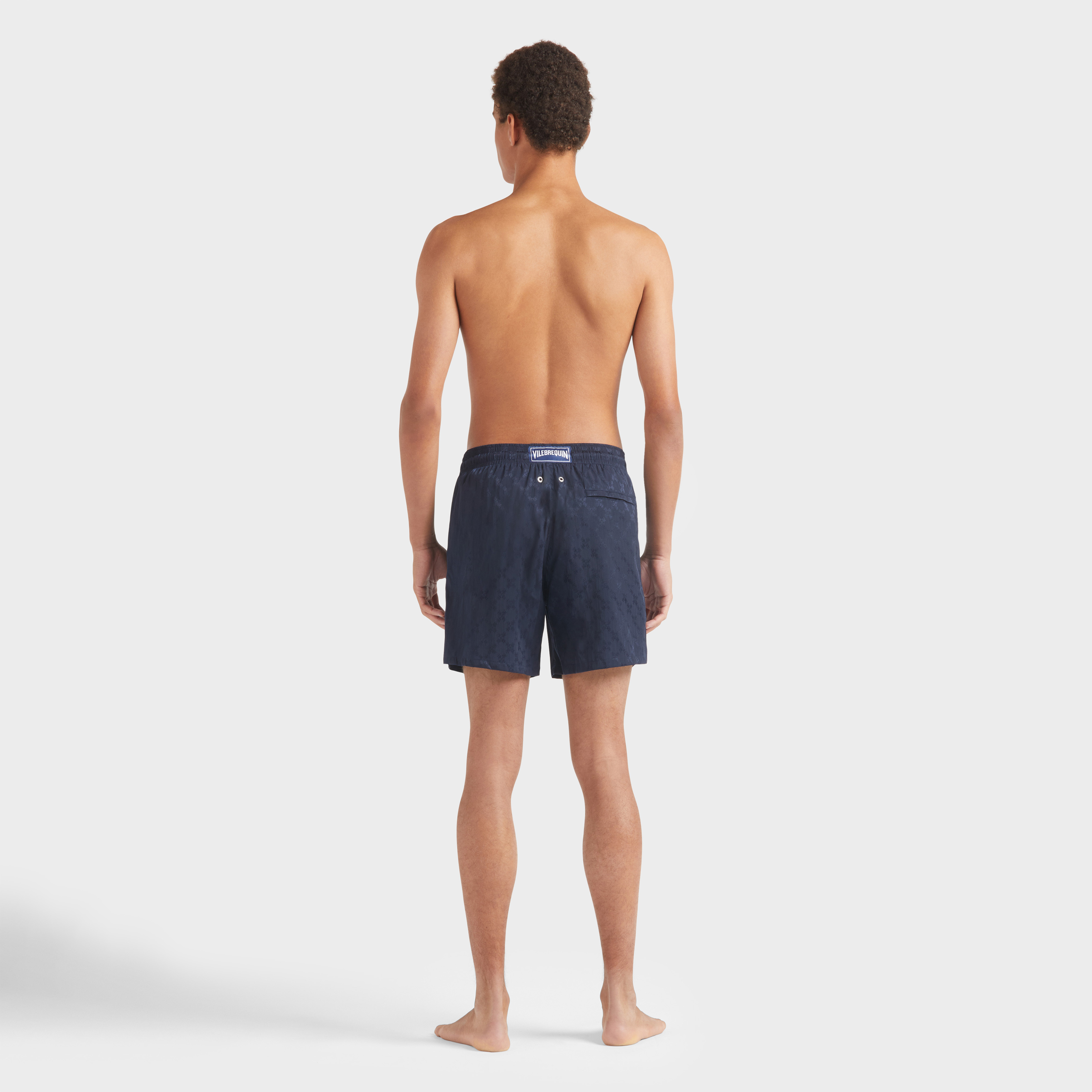 Men Swim Shorts Turtle Monogram Jacquard - Swimming Trunk - Moopea - Blue