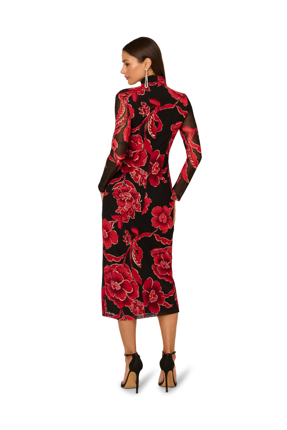 Adrianna Papell Womens Mockneck Ruched Maxi Dress - Black