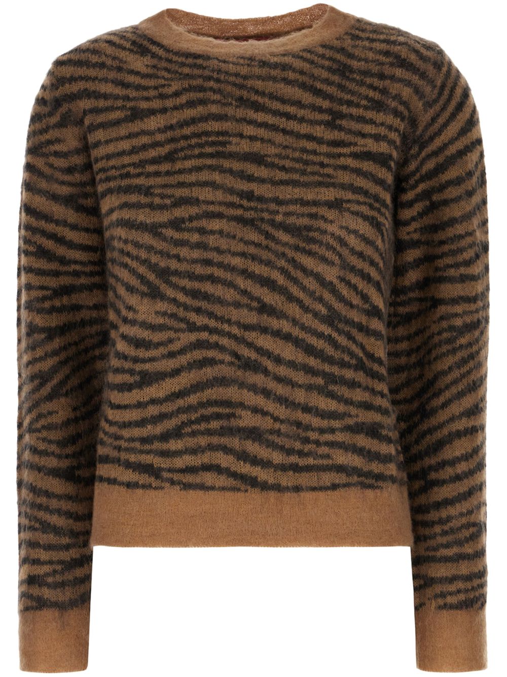 Tiger-intarsia sweater - Brown
