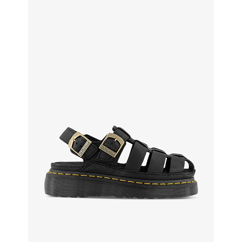 Dr. Martens 여성 Womens Black Wrenlie Caged Leather Fisherman Sandals