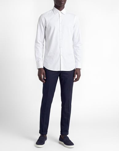 Man Shirt White Size 17 Cotton, Elastane