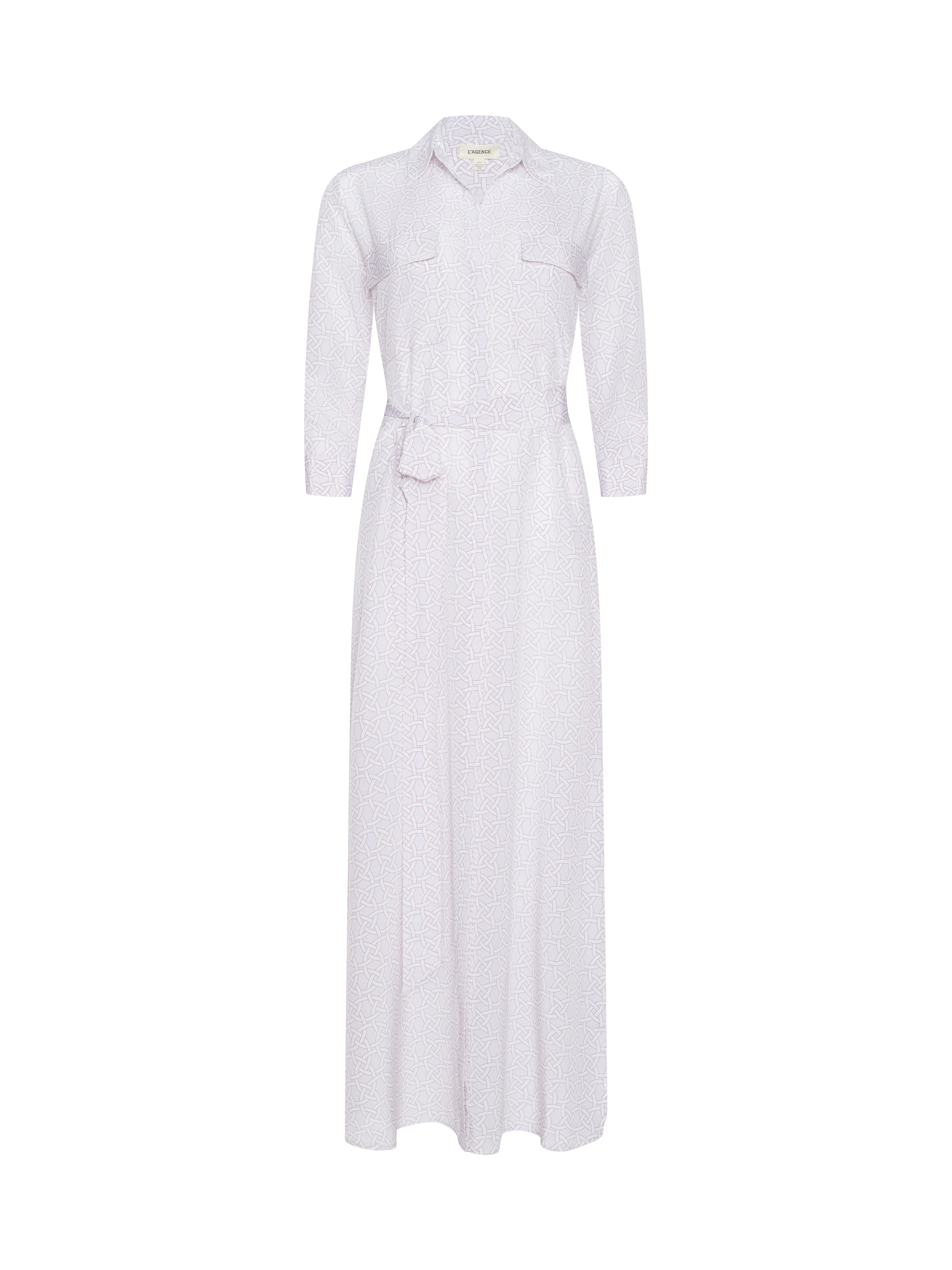 Cameron Silk Shirt Dress In Icy Lilac Linked Geo