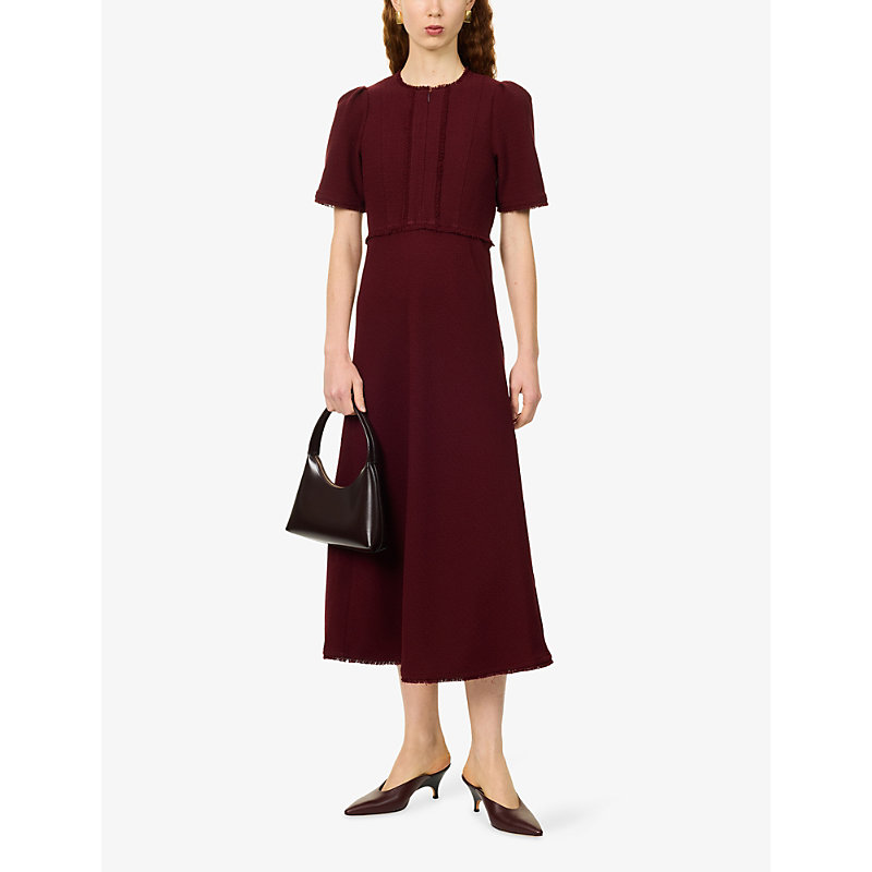 Womens Textured Woven Midi Dress