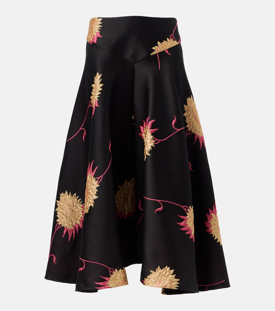 Milano jacquard satin midi skirt