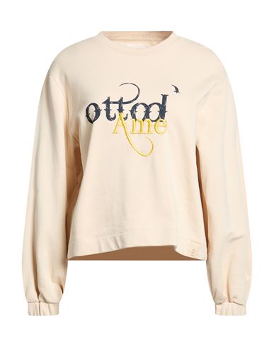 Woman Sweatshirt Beige Size 10 Cotton