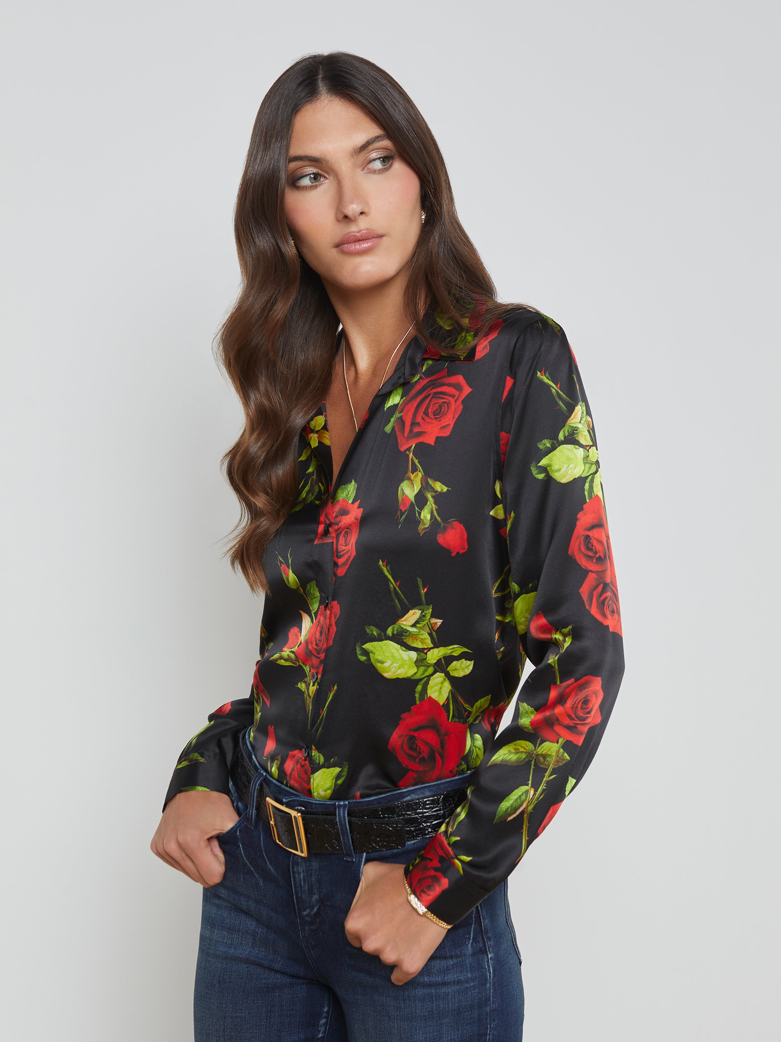 Tyler Silk Blouse Top In Black