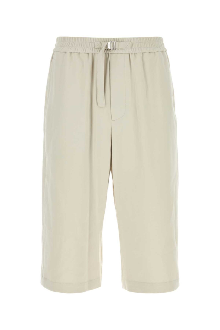White Paris Logo Plaque Belted Shorts