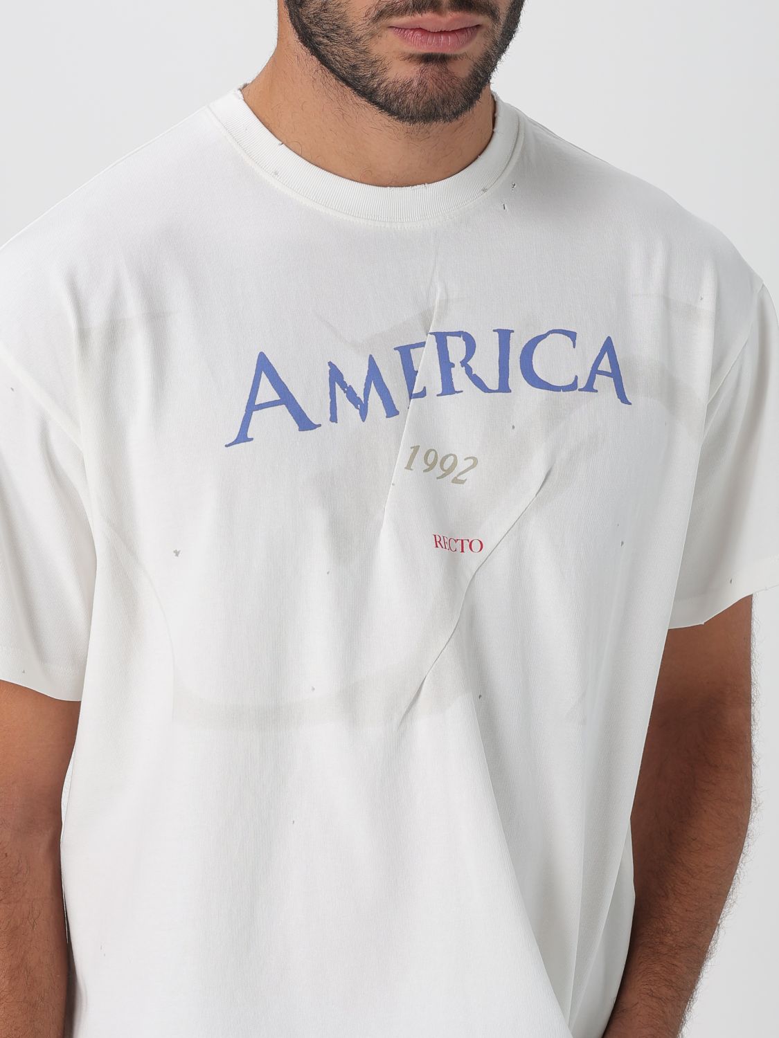 Recto dyeing destroyed T-shirt - White