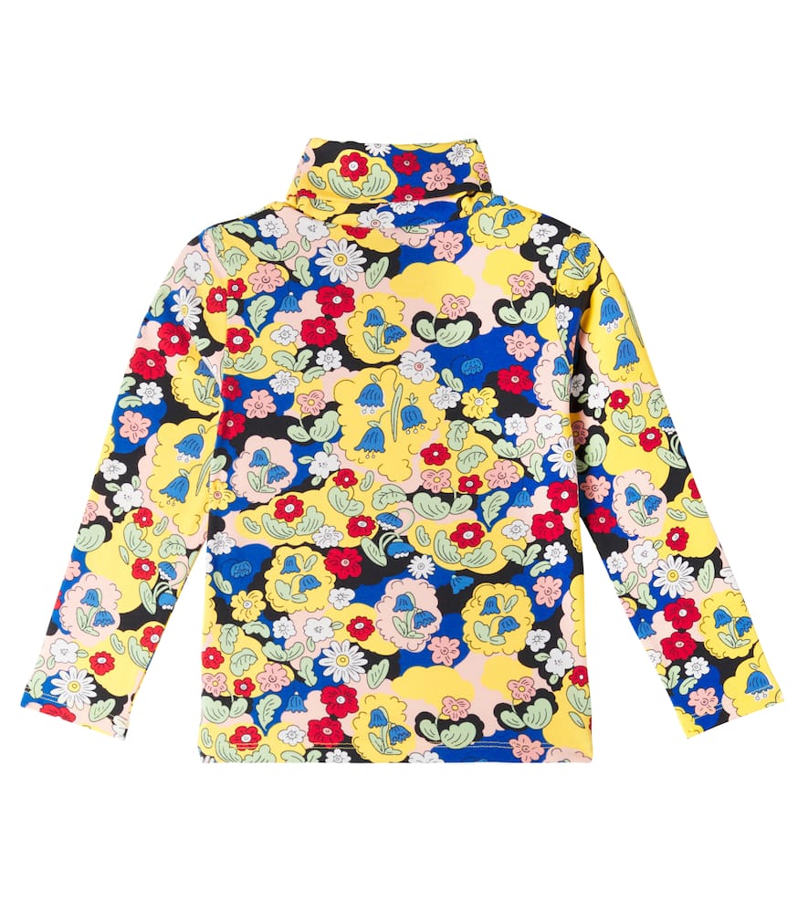 Floral cotton-blend turtleneck top