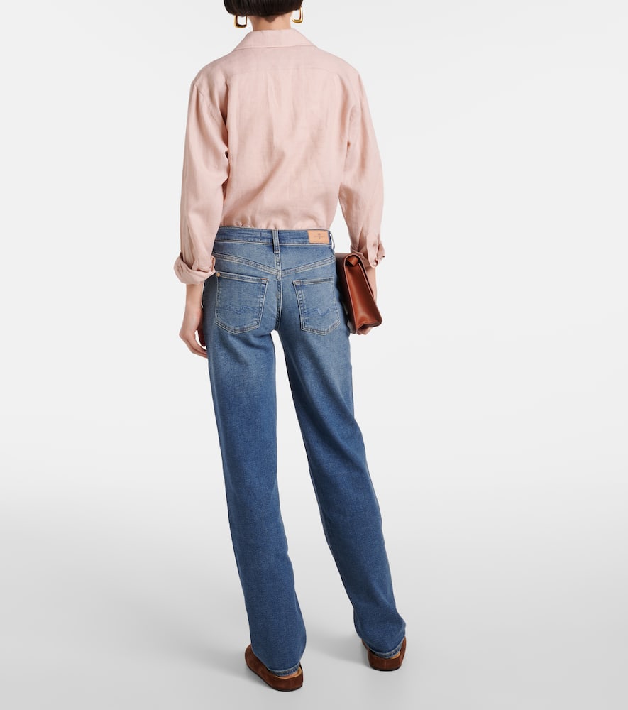 7 For All Mankind Ellie high-rise cotton-blend straight jeans