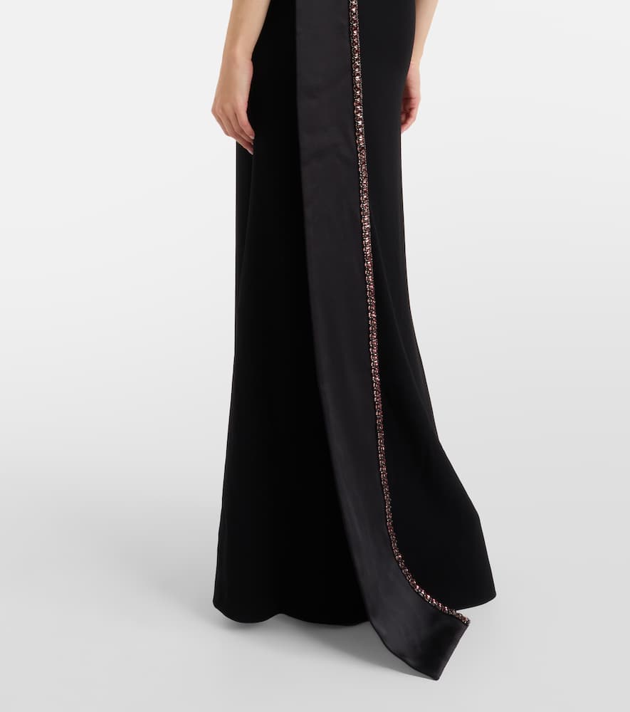 Crystal-embellished crêpe satin gown