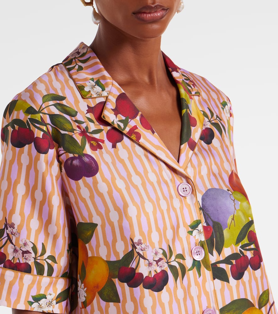 Cherry printed silk twill shirt