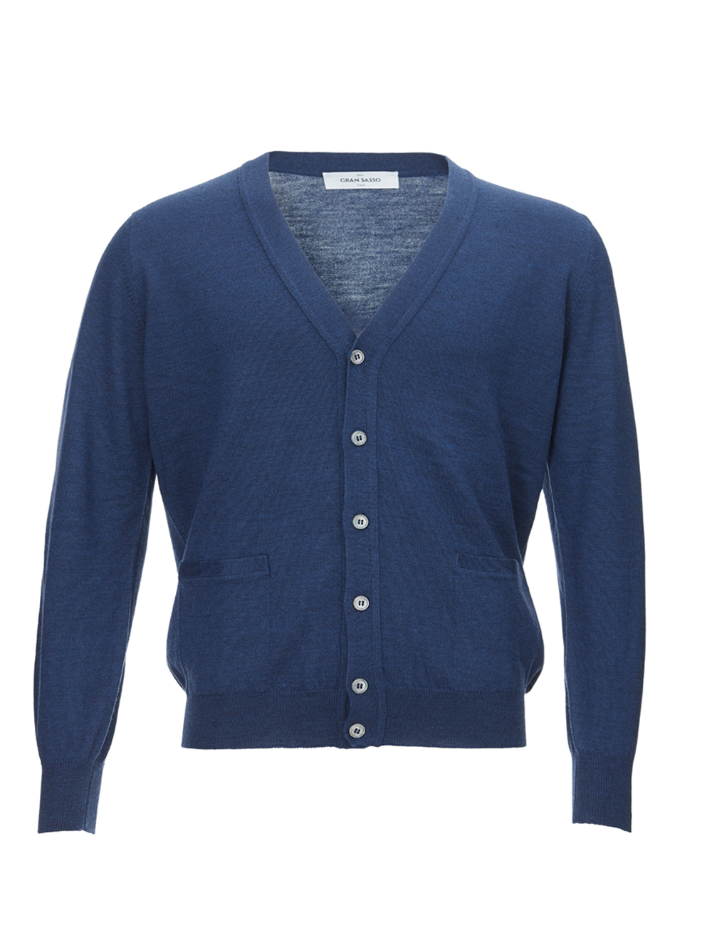 Gran Sasso Elegant Blue Wool Cardigan with Men's Pocket