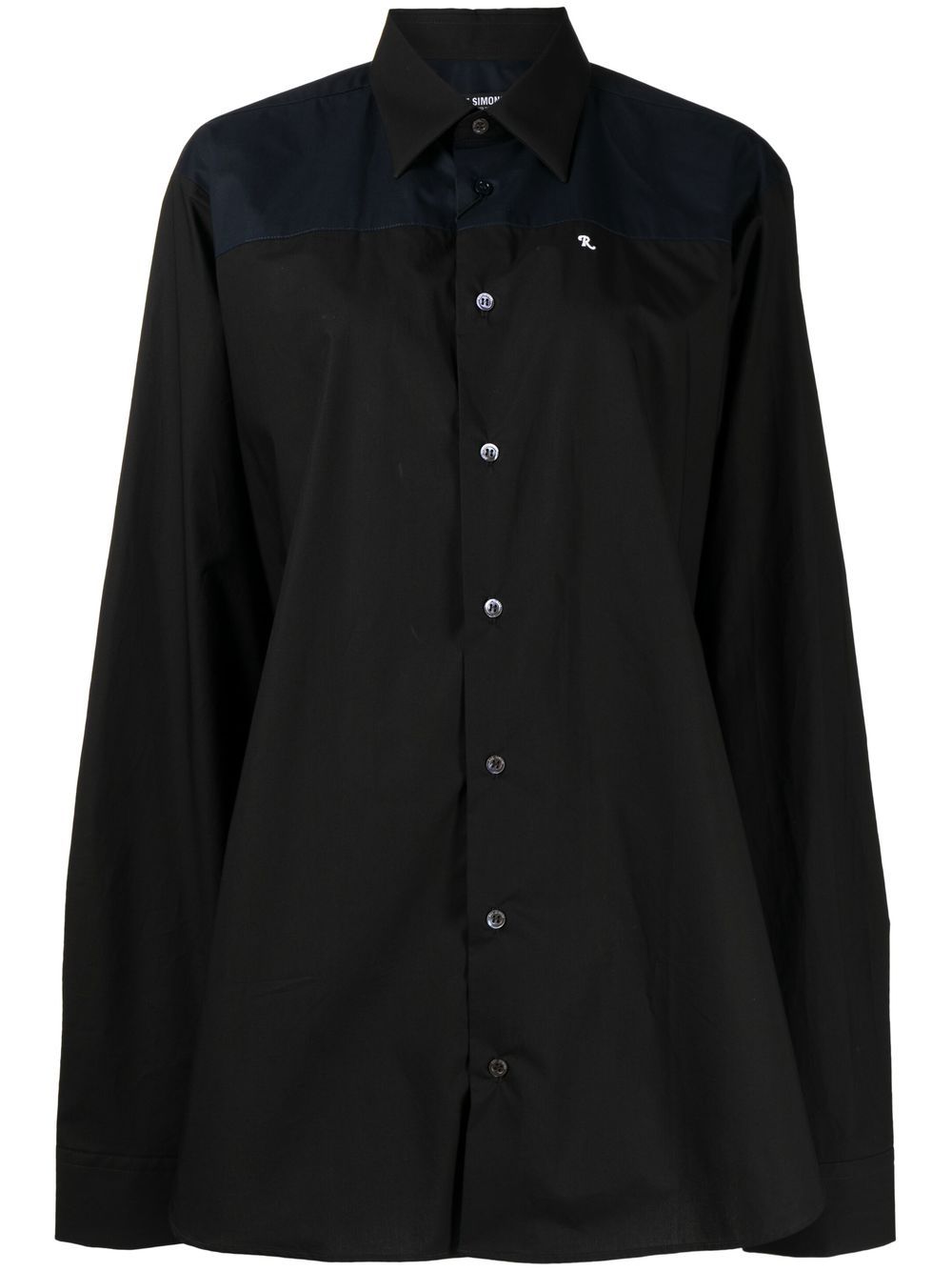 Embroidered lettering cotton shirt - Black