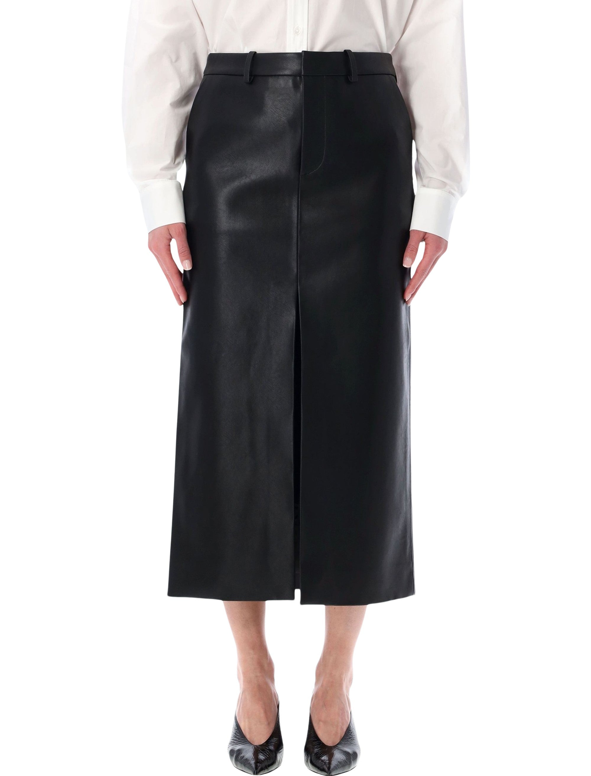 Maandbelle Pencil Midi Skirt with Front Slit and Back Welt Pockets