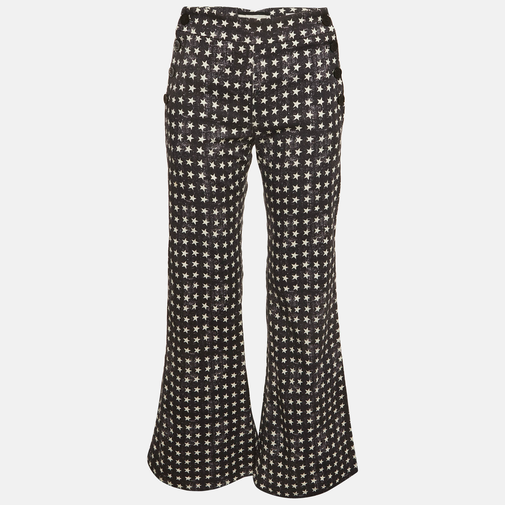 Max Mara Sfilata Black Star Print Denim Wide Leg Pant