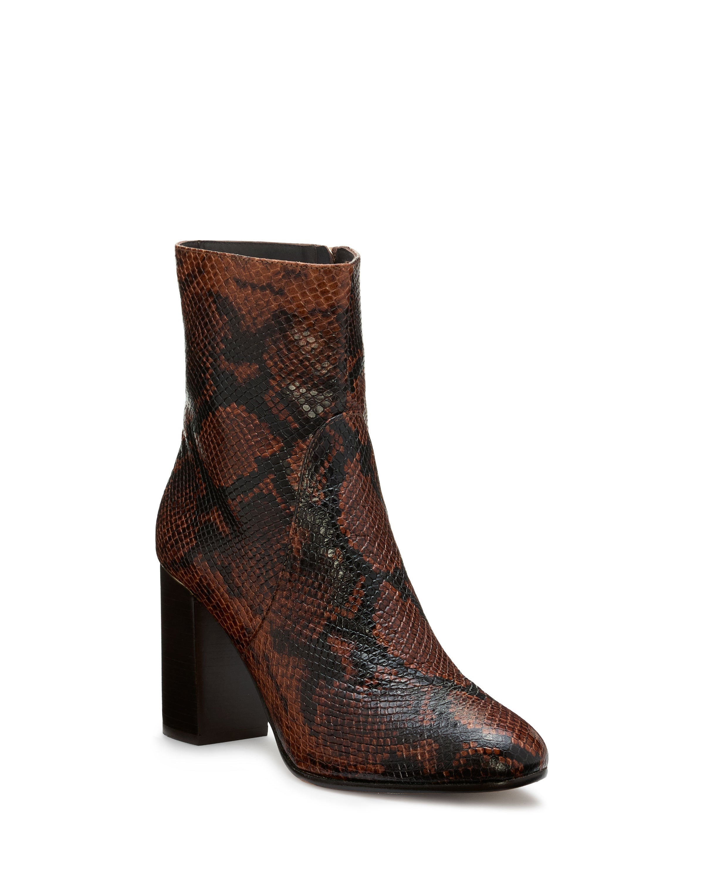 Caro Heeled Ankle Boots Brown Snake in Brown snake