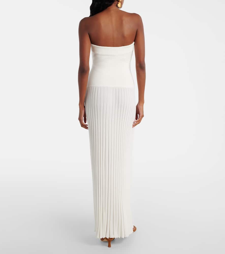 Slash cutout ribbed-knit maxi dress