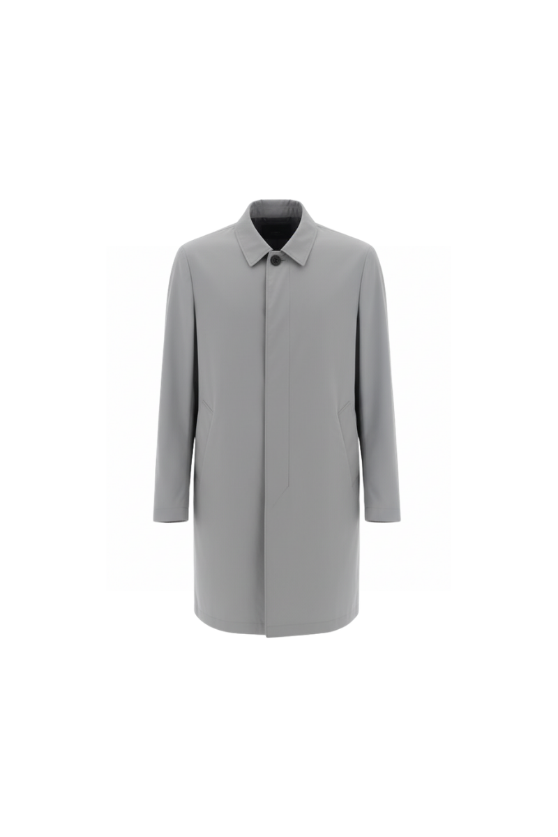 Collared Synthetic Coat — Gray