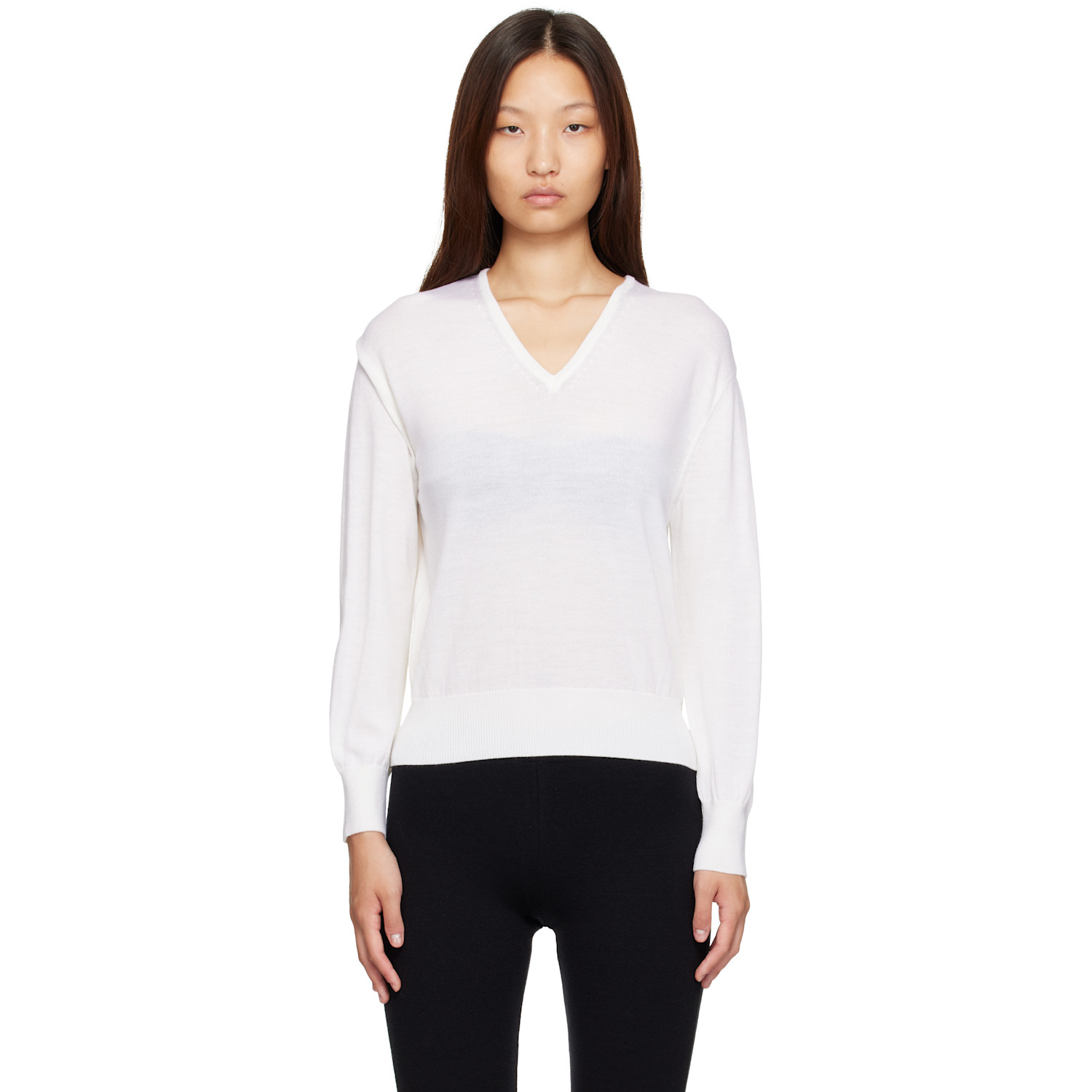 White Sane V-neck Sweater