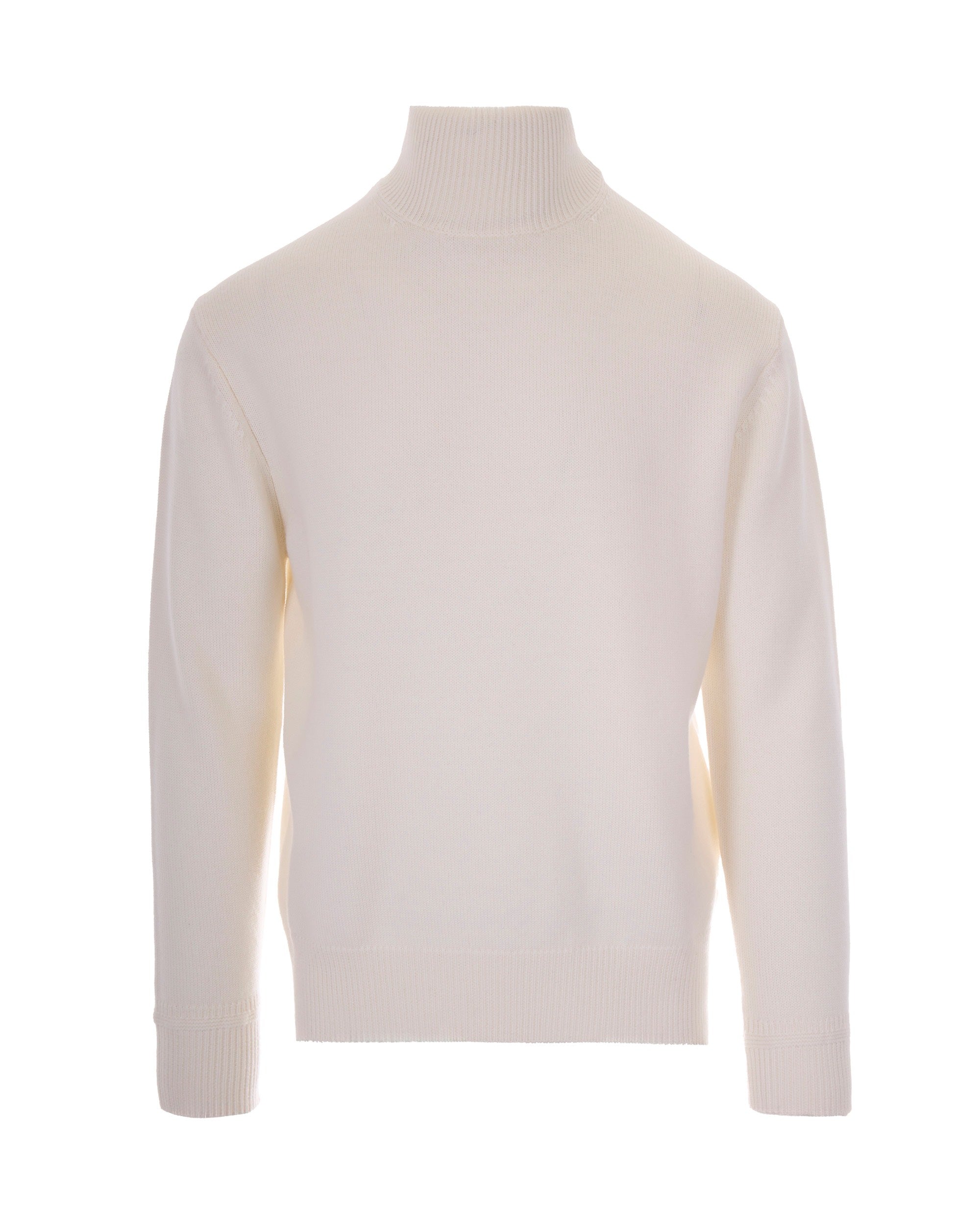 Virgin Wool Roll-Neck Sweater — Cream