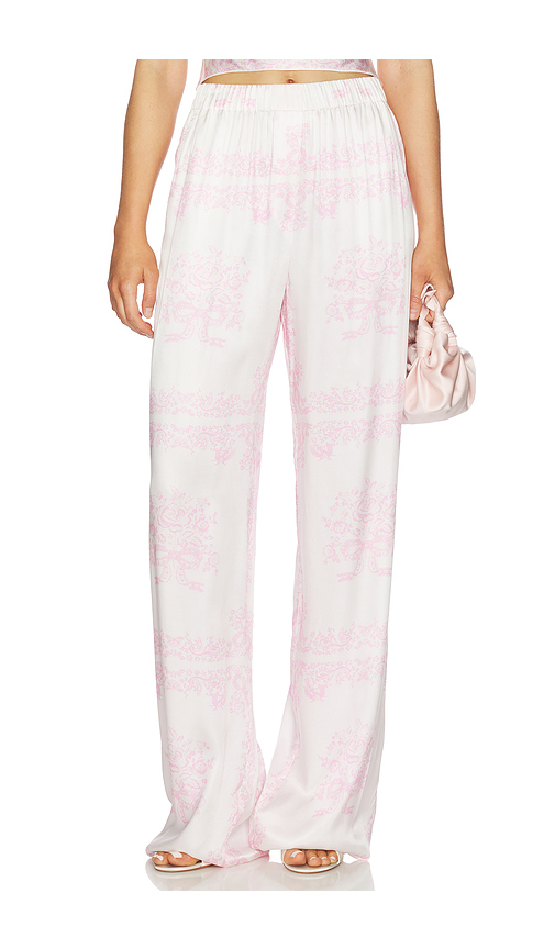 LoveShackFancy Helia Pant in White,Pink. L. Also in S, XXS, XS