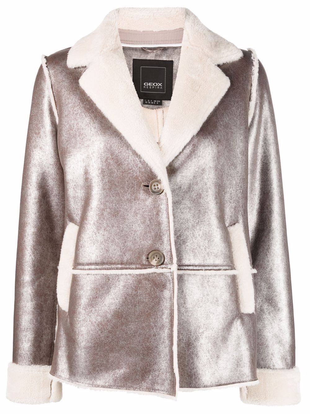 Faux shearling-trimmed jacket - Brown