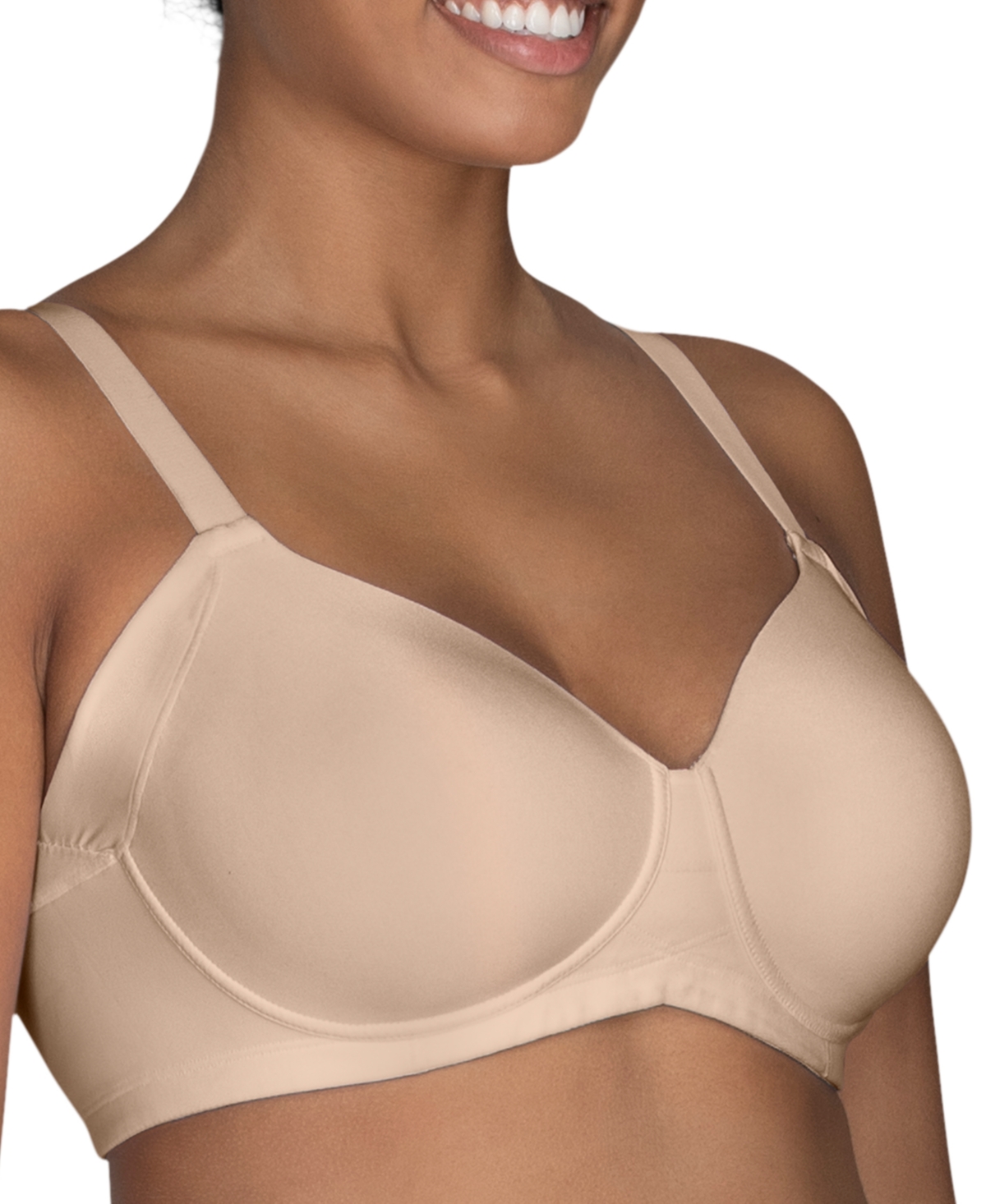Women's Beauty Back Full Figure Wirefree Extended Side and Back Smoother Bra 71267 - Damask Neutral (Nude )