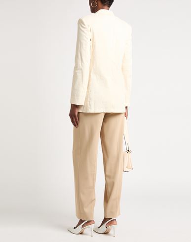 Woman Blazer Pastel yellow Size 4 Linen, Viscose, Elastane