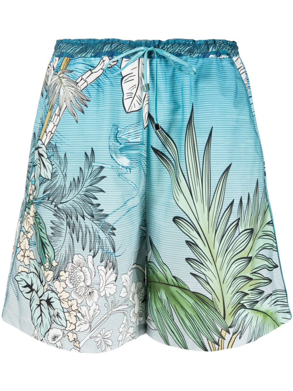 Ombré-effect cotton shorts - Blue