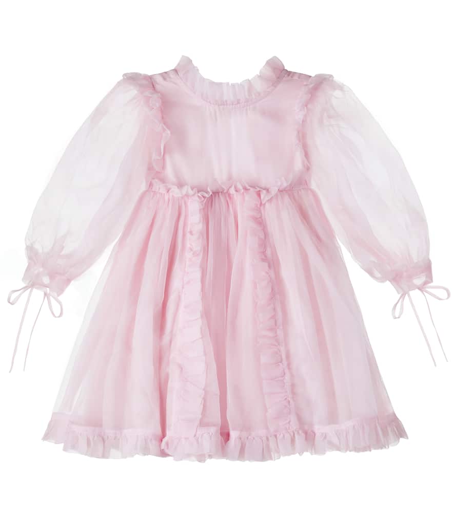 Bow-detail silk organza dress