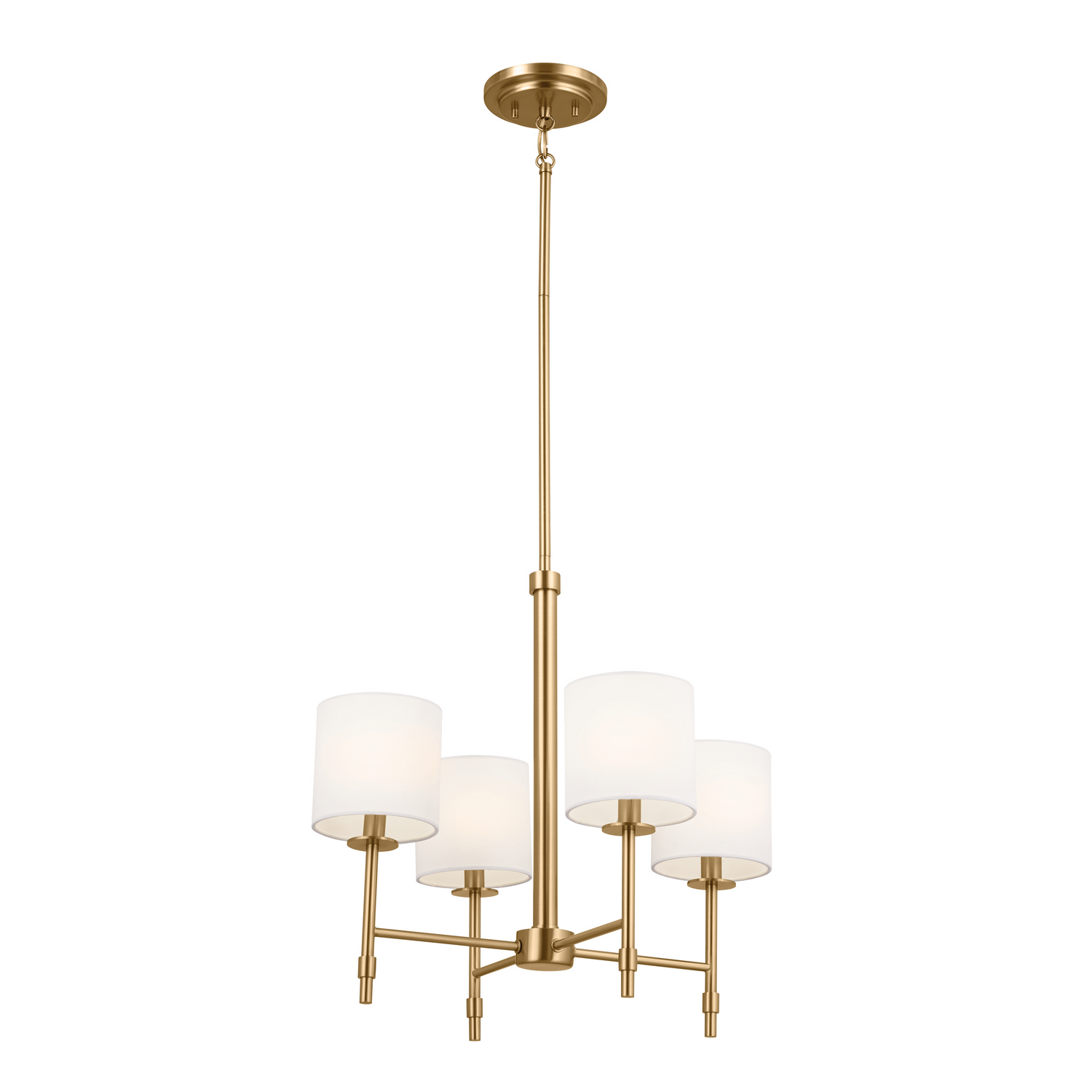 Brushed Natural Brass Four Light Mini Chandelier from the Ali Collection