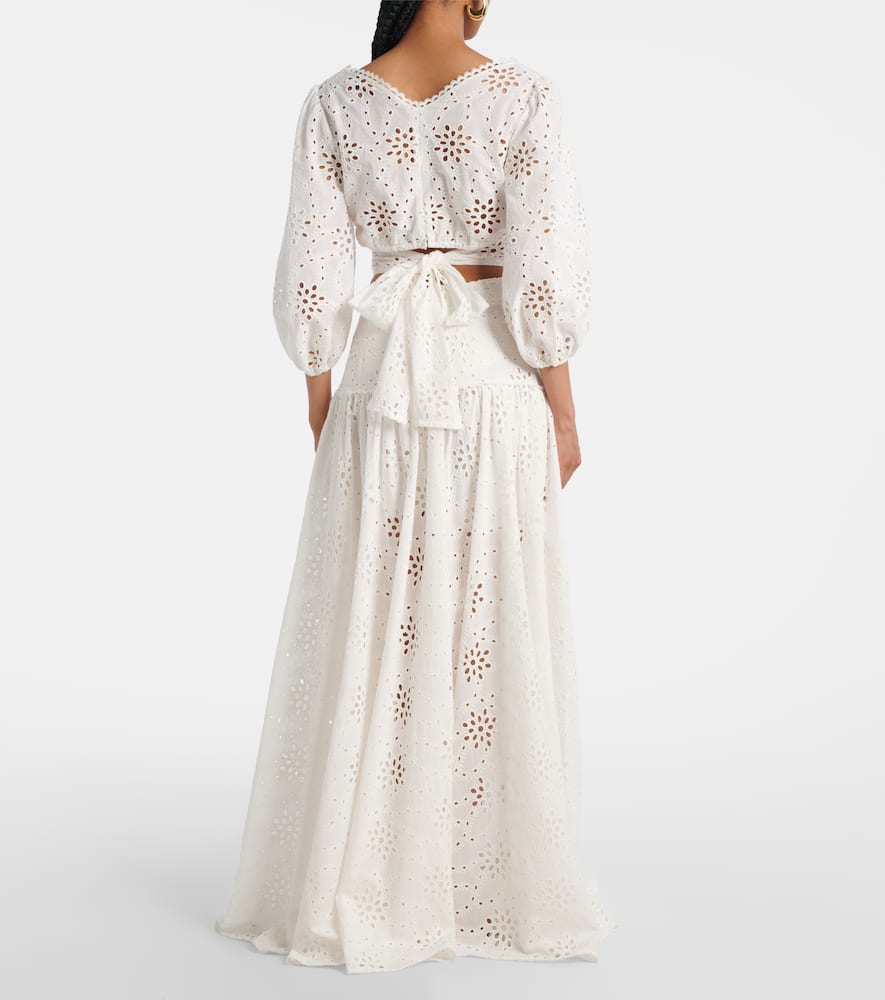 Alexandra Miro Serena broderie anglaise cotton maxi skirt
