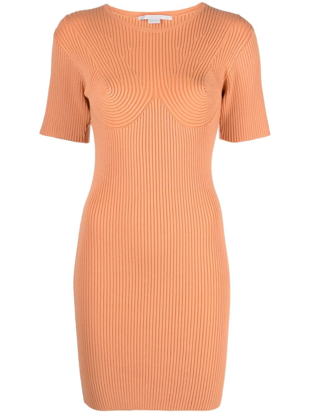 Ribbed knitted mini dress - Neutrals