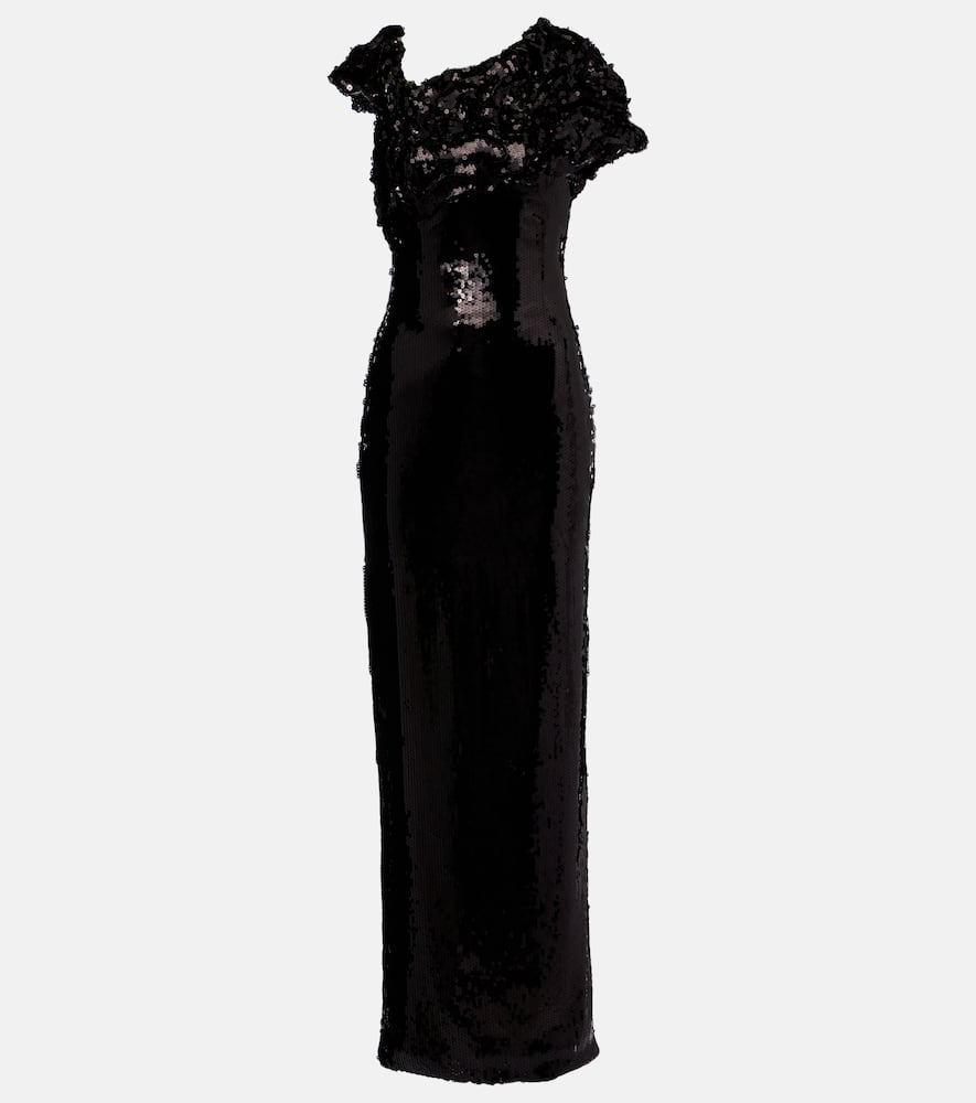 Asymmetric sequined gown
