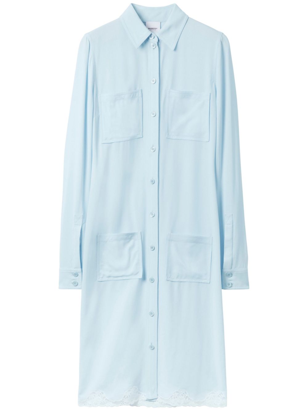 Burberry lace-trim shirt dress - Blue