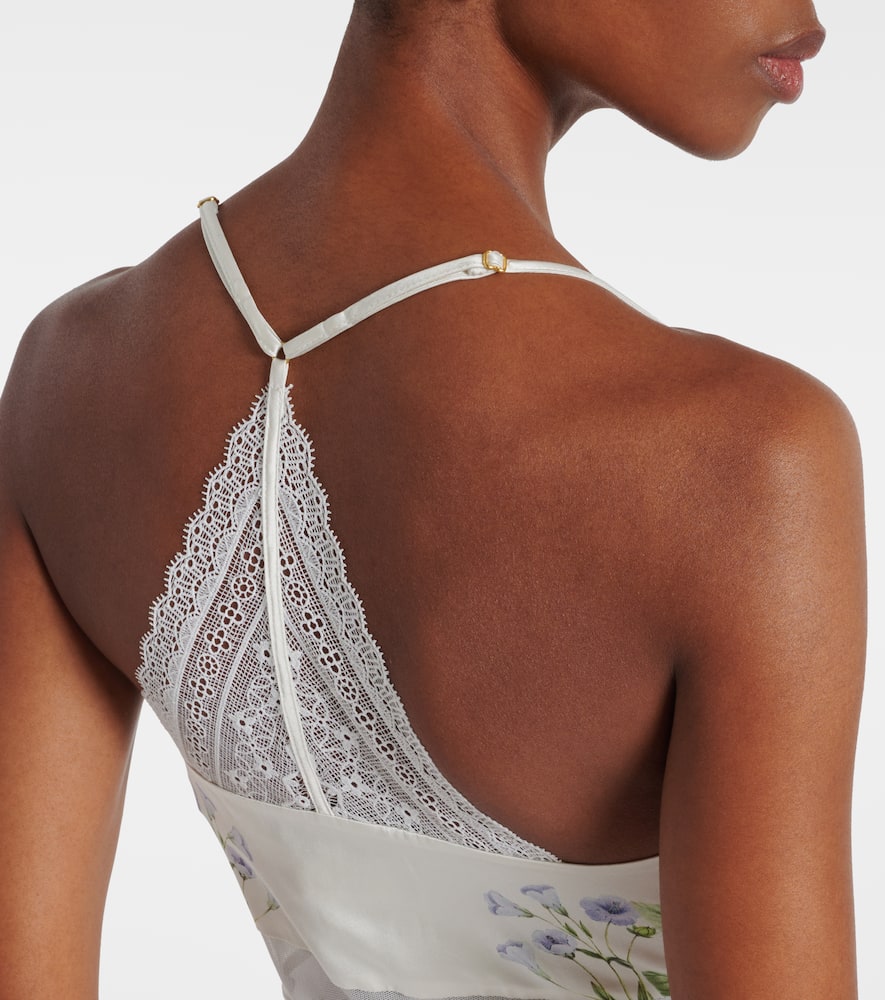 Floral silk satin slip dress