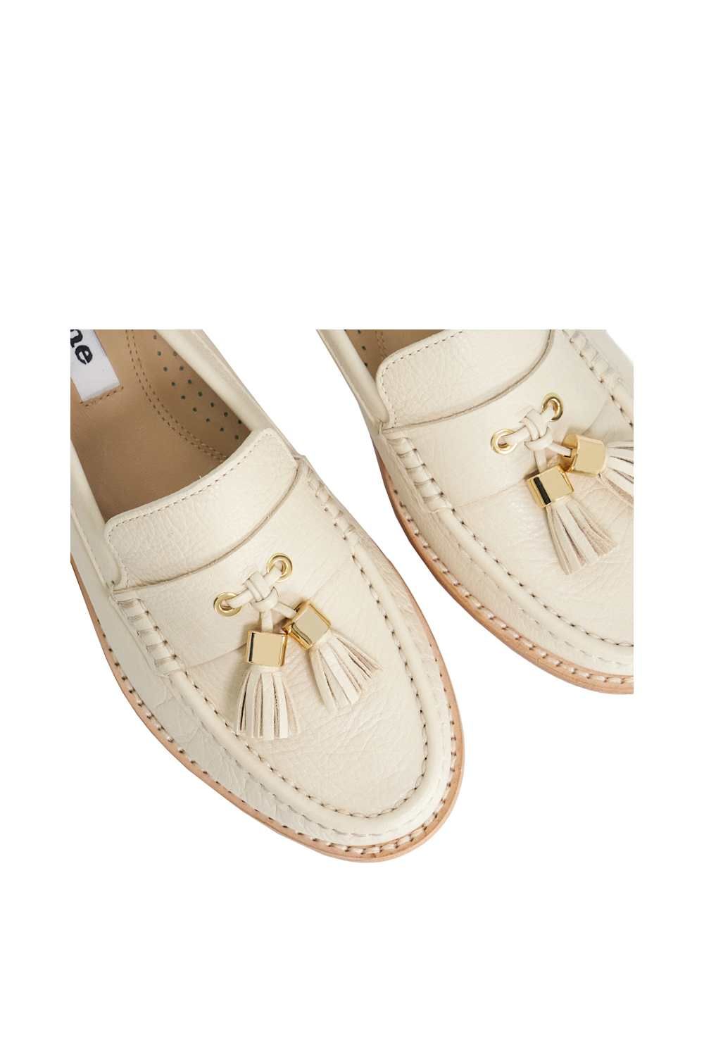 Dune London Wide Fit 'gwen' Leather Loafers In Natura